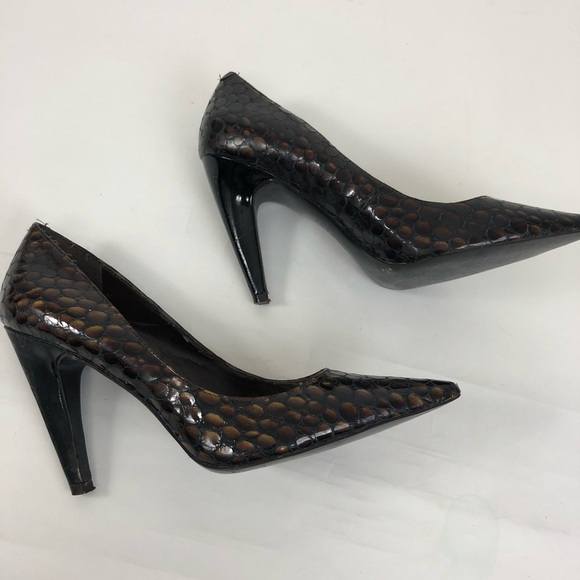 Snake Print Shoes - BCB Girls Pointy Faux Snake Print Patent Leather Size 10 - Picture 3 of 8